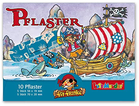 Neu: 10 Kinderpflaster * Pirat Pit Planke * von Lutz Mauder | 14617 | Pflaster Pflasterbriefchen Kinder Kinderpiraten Heftpflaster