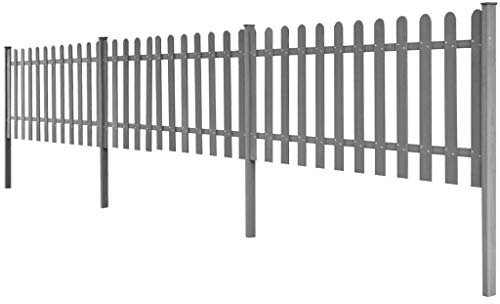 vidaXL Lattenzaun, 3 Stück, Gartenzaun für Rasen, Zaunblende mit Pfosten, Einfassung für Weihnachten, Hochzeit, Party, WPC 600 x 60 cm