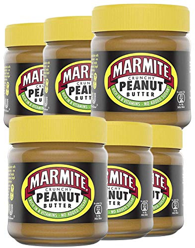 Marmite Crunchy Peanut Butter Jar Rich in Vitamin B & No Added Sugar, 225g (Pack of 6)