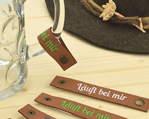 Henkelband 'Läuft bei Mir' Bestickt - Stickfarbe wählbar - 1 Stück - Oktoberfest Maß Maßkrugband