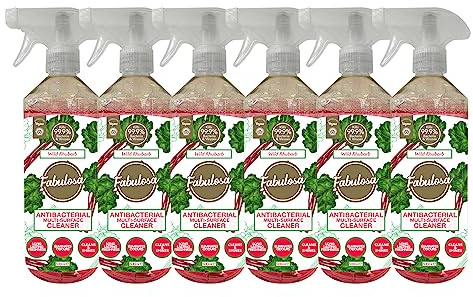 Fabulosa Multi-Purpose Anti-Bacterial Disinfectant Trigger Spray with Long Lasting Fragrance, 500ml, 6 Pack, Wild Rhubarb