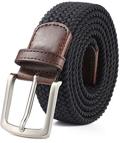 Herrbälte, elastiskt bälte, tygbälte kvinnor uni färg 3,5 cm brett bälte för jeansbyxor med nickelfritt metallspänne Bälte unisex