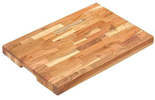 vidaXL Akazienholz Massiv Hackblock Schneidebrett Hackbrett Holzbrett Küchenblock Holzblock Schneidbrett Tranchierbrett Küchenbrett 50x35x4cm