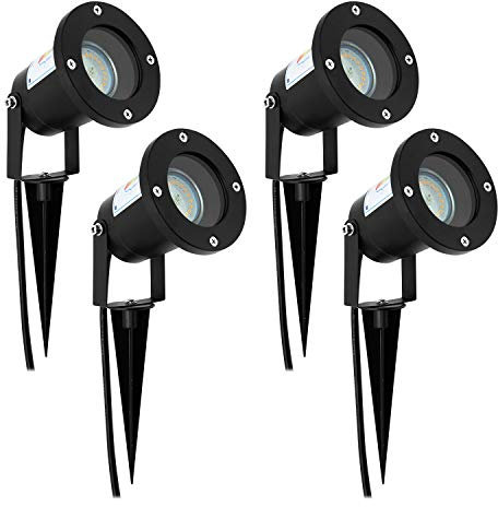 Wondlumi 4X Garden Spike Lights, Upgraded GU10 Spot Light Mains Powered 240V Landscape Spotlights IP65 Waterproof Outdoor Garden Uplights for Pathway Yard Patio, No Bulbs