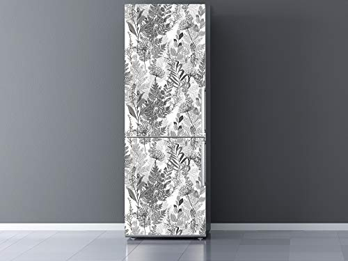 Oedim Vinile per frigorifero Fiori Bianco e Nero 185 x 60 cm | Adesivo resistente | Adesivo decorativo dal design elegante