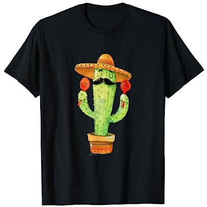 Cactus Maracas Musica Messicana Fiesta Percussione Carnevale Maglietta