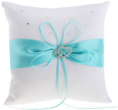 Sharplace Coussin Oreiller Porteur de Bague Ruban en Cotton Anneau de Mariage Femme Vintage DIY