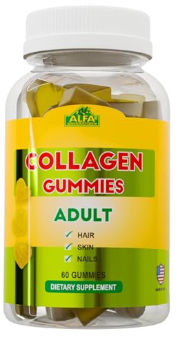 Collagen Gummies with Vitamin A for Skin Health, Hair & Nails Growth Supplement for Men and Women, Non-GMO, Gelatin-Free - 60 Gummies