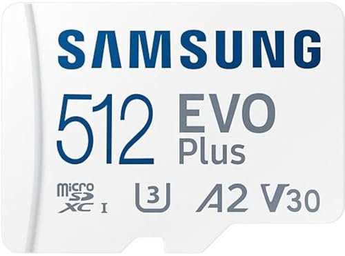 Samsung Evo Plus microSD-Speicherkarte, SDXC, U3, Klasse 10, A2, 130 MB/s mit SD-Adapter 2021 (512 GB)