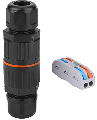 2 Pin Junction Box, 450V 32A IP68 Waterproof Junction Box Outdoor Lamp Electrical Cable Connector for Power Supply, Network, Communication Equipment, Lighting(with 2-Pin Quick Connector)