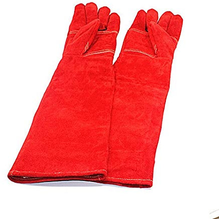 Arbeit Handschuhe verschleißfest 24IN Lange Leder Anti-bite Sicherheit Handschuhe for Fang Hund, Katze, Reptil, Schlange, Tier Anti Haustiere Grasping Schutzhandschuhe Biting (Color : Red)