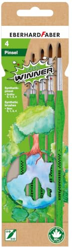 Eberhard Faber 579926 - Synthetik Pinselset Green Winner, 4 Rundpinsel 0, 1, 2, 4