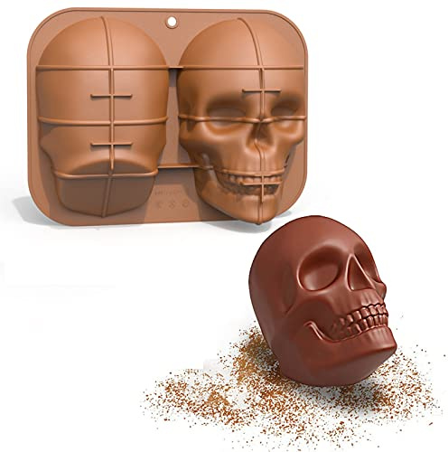 ysister Moule Gateau Halloween,Grand Moule Tête de Mort en Silicone,32 X 24 X 9.6 Cm,Pas de BPA,Peut être Utilisé Pour Faire Des Gâteaux, des Glaçons, des Mousses,Décoration D'Halloween