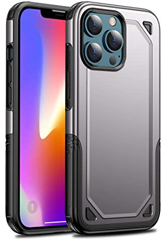 XD Designs Schutzhülle für iPhone 13/13 Pro/13 Pro Max, strapazierfähig, militärisch, robust, stoßfest, staubdicht, harter Polycarbonat, robust, langlebig, Grau, 33,5 cm (13 Zoll)