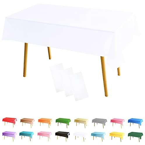 3 Stück Tischdecke Rechteckig Weiß Weihnachten,137 * 274cm, Papierrolle Einweg Tischdecke aus Kunststoff,wasserdichte Ölbeständig, für Party,Picknick,Geburtstags