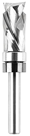 SpeTool Spiral Compression Flush Trim Router Bit, 1/2 Inch Diameter, 1/4 Inch Shank with Top Bearing, 1 Inch Cutting Length Solid Carbide Cutter for Plywood and Laminate