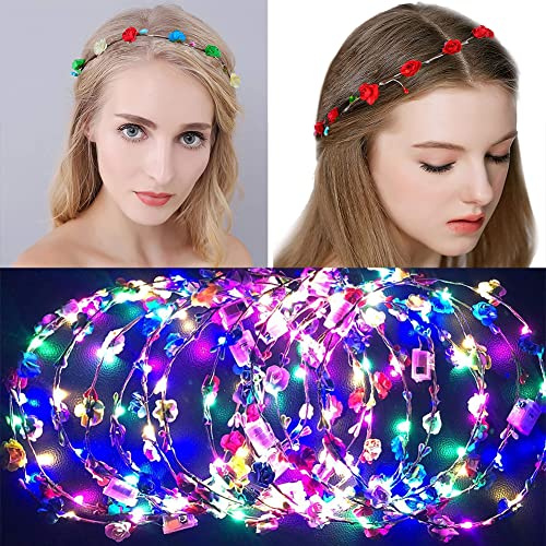 Garland Blumen Kronen Leuchtend - 7 Stone LED Blumenkronen und Blumenkranz für jede Gelegenheit - Stirnbänder und Kronen für Erwachsene & Kinder
