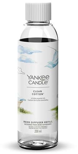 Yankee Candle Signature Diffusore a bastoncini Ricarica | Clean Cotton | 200 ml | Fino a 20 settimane di fragranza | Un regalo perfetto per una donna