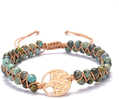 IYOU Boho Wickelarmbänder Grün Jaspis Geflochtenes Seil Armband Perlen Verstellbarer Strand Armbänder Schmuck für Frauen