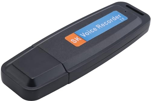 Qutsvosh Grabadora de voz digital USB recargable portátil con disco en U, mini grabadora activada por dictáfono, color negro
