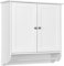 COSTWAY Bathroom Wall Cabinet, Wooden Storage Cupboard with 2 Doors, 3-Position Adjustable Shelf & Towel Bar, Wall Mounted Medicine Cabinet Unit for Kitchen, Living Room and Hallway (White)