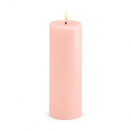 Deluxe Homeart LED Kerze - Hell Rosa - Echtwachs mit Echtwachsspiegel