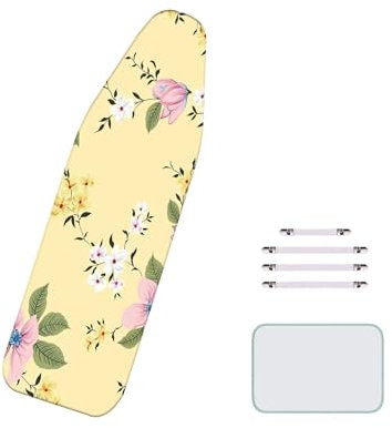 BLEDD 160 x 60 cm, großer Bügelbrettbezug, wärmereflektierende Anti-Verbrennungs-Beschichtung, einfach zu installieren, Bügelbrettbezug aus 100% Baumwolle, geeignet für Dampfbügeleisen