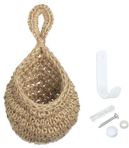 PATIKIL Hängende Obstkörbe für die Küche, Mini-Teardrop-Dekoration aus handgewebtem Wandkorb zur Aufbewahrung von Knoblauch, Kartoffeln, Gemüse, braun