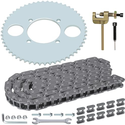 YOXUFA T8F Chain 116 Links 54T Rear Sprocket 54mm Bore with Chain Breaker for 43cc 47cc 49cc 2 Stroke SSR SX50 Scooter Syx Mini Moto Holeshot Metotec ATV Pocket Bike Quad Dirt Bike Parts