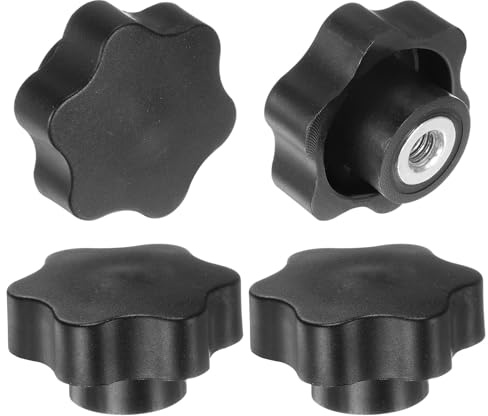 QUARKZMAN 4 Stück Sterngriffmutter M8 x 48mm Flügelmuttern mit Gewinde, Rändelmutter Handgriff Klemmmutter 48mm Spannknopf für Industrie Werkzeugmaschinen Geräte Fitnessgeräte, Schwarz