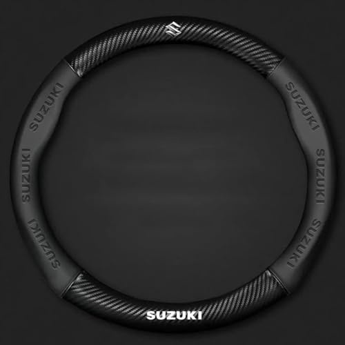 PUBIBD Coprivolante Auto per Suzuki Jimny 2018-2023, Antiscivolo Durevole Facile da Installare Volante Protettore Decorazione, Auto Interno Copertura di Volante,A Black