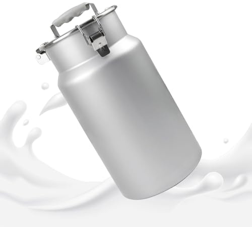 Adima Milchkanne Aus Edelstahl Milchkanne 7L/10L, Metallmilchkanne Ölfasstank Milchvorratsbehälter Mit Silikonversiegeltem Deckel Und Tragegriff,7L