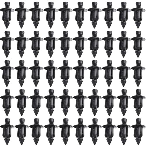 50 remaches de plástico de 6 mm, clips de fijación antisalpicaduras, remaches de plástico para carenado, 6 mm, repuesto para coche, Honda, Yamaha, Suzuki, Kawasaki, color negro