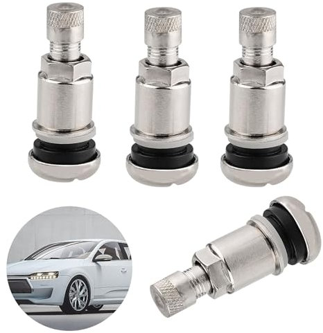4 Stück Universal Ventile für Felgen,Ventile aus Zinklegierung für Autoreifen,Hochwertige Auto Stahlventile,Felgenventile mit 11,3mm,Robuste Metallventile für PKW,Motorrad und Fahrrad(Silber)