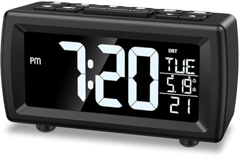 Ankilo Alarm Clock Radio for Bedroom, Bedside Digital FM Radio with Large LED Display, 7 Font Colors, Dual Alarm, Snooze, Adjustable Brightness & Volume, Suitable for Bedside, Living Room