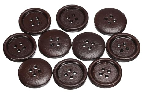 QUARKZMAN 10 st 36L träknapp 7/8 tum (23 mm) 4 hål runda träknappar ersättning för gör-det-själv-kläder hantverksdekorationer, mörkbrun