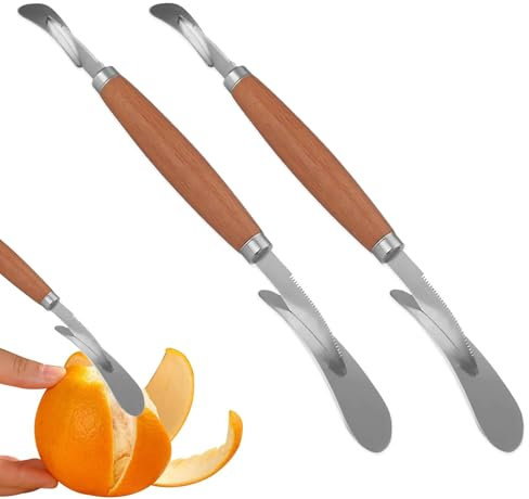 2 PCS Grapefruit Knife, Citrus Orange Peeler Tool Curved Grapefruit Cutter Stainless Steel Peeler with Serrated Edge Fruit Carving Tools for Kiwi, Mango, Citrus Fruit