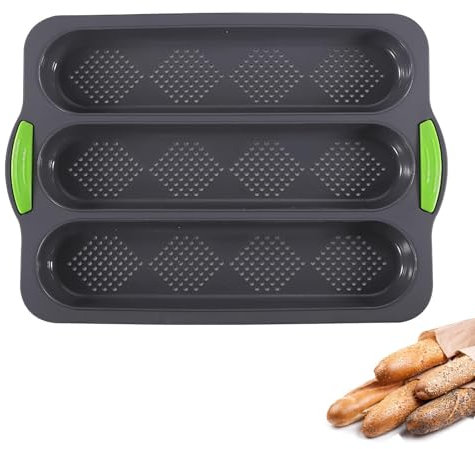 Weenwill Silicone Baguette Pan,Baguette Baking Mould with 3 Slots Non-Stick High Temperature Resistance French Stick Bread Baking Tray French Bread Mould