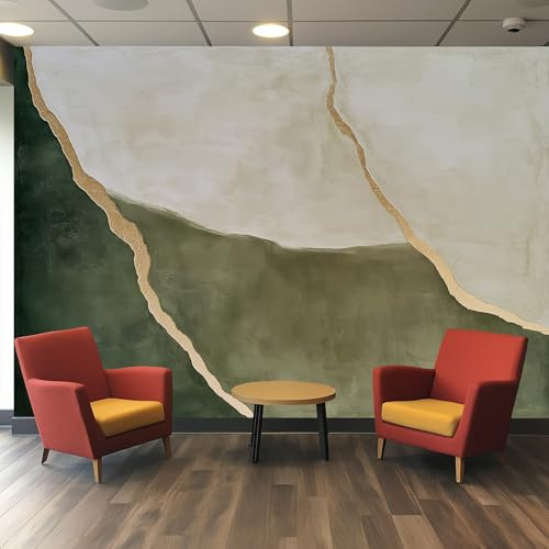 Carta da Parati Artistica Verde Salvia Marmo 4 m x 2.8 m, Murali Texture Astratto Geometrico Moderno, Decorativi per Pareti Camera da Letto Soggiorno, Fotomurale, Poster per Decorazione da Muro