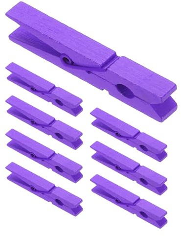 PATIKIL 100 pcs Pinzas de Madera Coloridas de 2.8 Clips de Ropa Morado | de madera coloridos con agarre fuerte, para colgar fotos ropa decoraciones manualidades