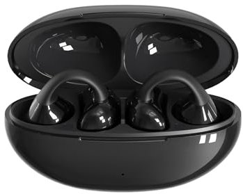 Open Ear Clip On Wireless Earbuds Bluetooth Air Bone Conduction Headphones Waterproof Running Gym Sports Clip On Earphones Noise Cancelling Outer Open Ear Buds for iPhone Android Cycling Driving Work