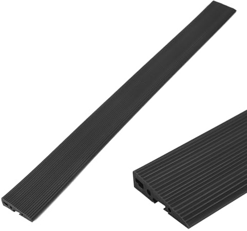 Threshold Ramp, 90cm Self Adhesive PVC Rubber Kerb Strip with 4 Holes, 1.5/2cm Height Door Step Ramp for Wheelchair (Black, 2cm)