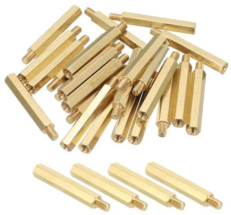 PATIKIL M4 Messing Sechskant Abstandshalter 25 Stück PCB Motherboard Abstandsschrauben Für Drohne Quadcopter Computerbau Elektronikprojekte Leiterplatte Gold (M4 x 35mm+6mm)