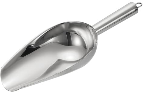 QUARKZMAN Cucharón de Hielo de Metal, 11 x 4.1 Cucharón de Hielo de Acero Inoxidable para Uso en Cocina, Fiestas, Bares y Bodas, Color Plata