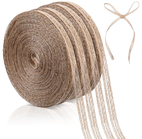 4 Rollen Geschenkband, Deko Band Jute, Vintage Jute Band, Jute Schleifenband für Hochzeit, DIY, Party, Handwerk, Weihnachten Deko