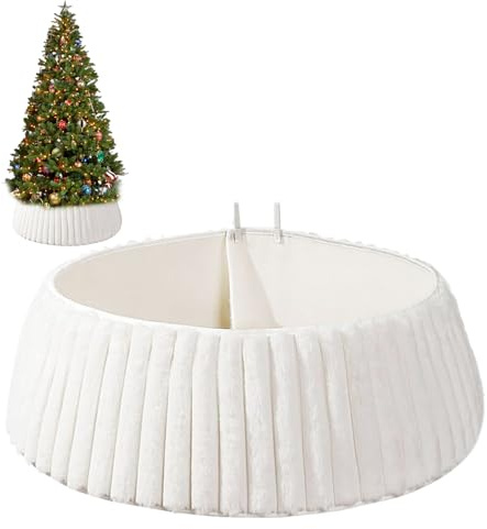 Cache-Pied De Sapin De fêtes Bohème Rustique - Collier d'arbre De fêtes | Jupe en Peluche Douce De Style Rustique Blanc pour Extérieur, Intérieur, Fêtes, Soirées, Festival d'hiver, Maison Vacances