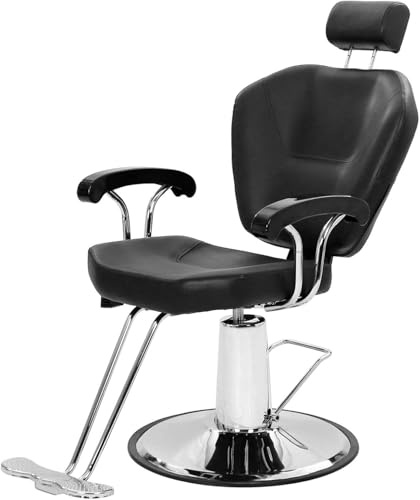 JINPALAY Silla de peluquería Profesional Sillón Profesional Giratoria 360°con Altura Regulable Reposacabezas Ajustable y Reposapiés para Salón de SPA y Belleza, Barbería, Carga 150 kg (Negro)