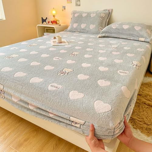 Dicker Stoff Spannbettlaken mit Gummizug Matratzenschoner Plüschspannbettlaken Cashmere Touch 140x200 cm Spannbetttücher Oeko-TEX zert weiche Mikrofaserbettlaken Mikrofaser Spannbettlaken warm