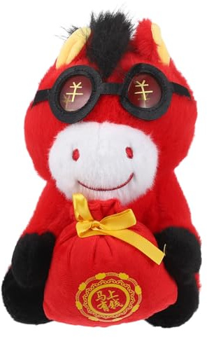 BESPORTBLE Poupée Cheval du Zodiaque Chinois : Peluche Cheval Rouge pour la Fête du Printemps - Cadeau pour Le Nouvel an Chinois