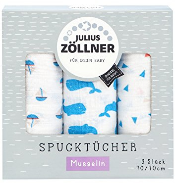 Julius Zöllner Spucktücher 3er-Pack, 70x70 cm, Wal blau